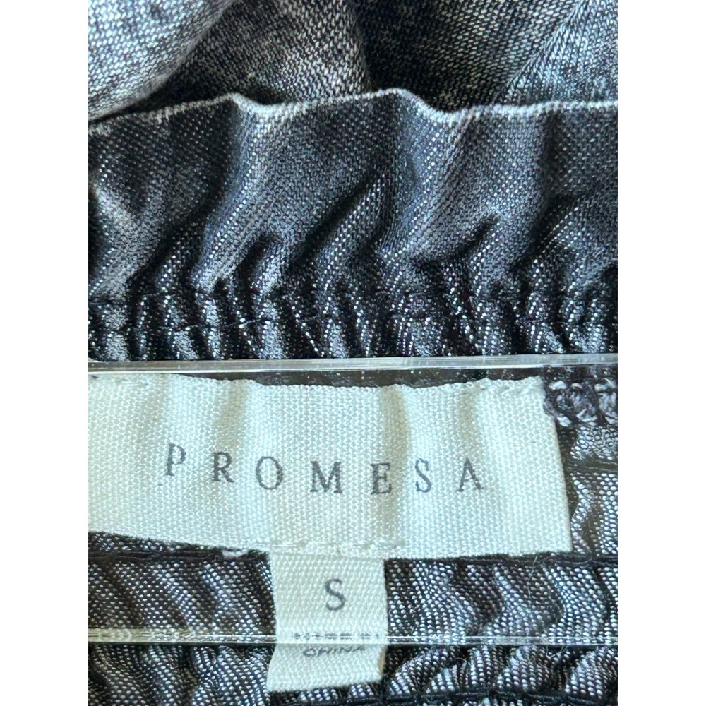 Promesa Small Maxi Skirt Gray Boho Smocked Basque Western Renaissance Pirate - Picture 3 of 11